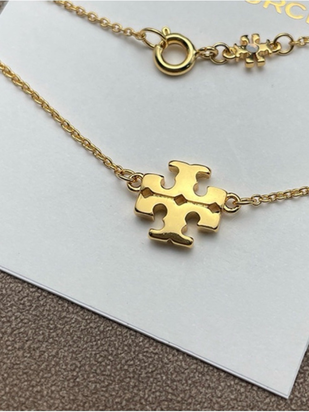 Tory Burch Gold Logo Pendant Necklace